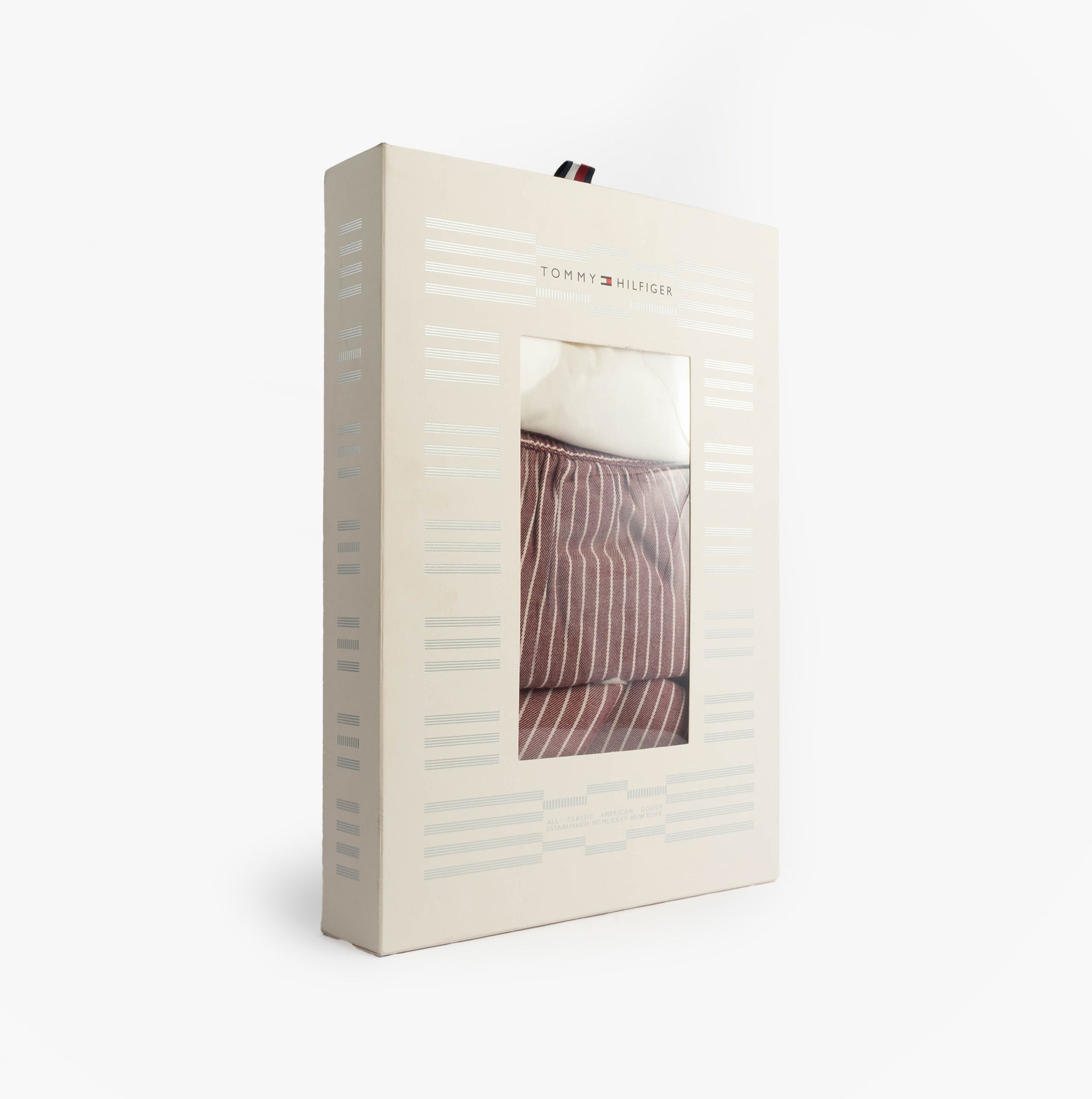 Tommy Hilfiger ORIGINAL Womens Flannel Pan Ivory/Pinstripe Rouge