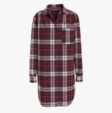 Tommy Hilfiger SHIRT NIGHTDRESS Womens Loungewear Women Apparel Plaid Red
