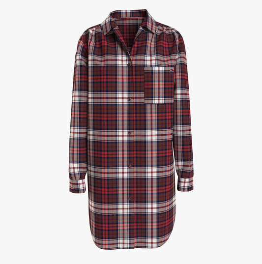Tommy Hilfiger SHIRT NIGHTDRESS Womens Loungewear Women Apparel Plaid Red