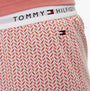 Tommy Hilfiger TH ICON Long Sleeve Jersey Pyjama Set Womens Coral Clay / Mini Geo Pink detail view of waistband and fabric pattern