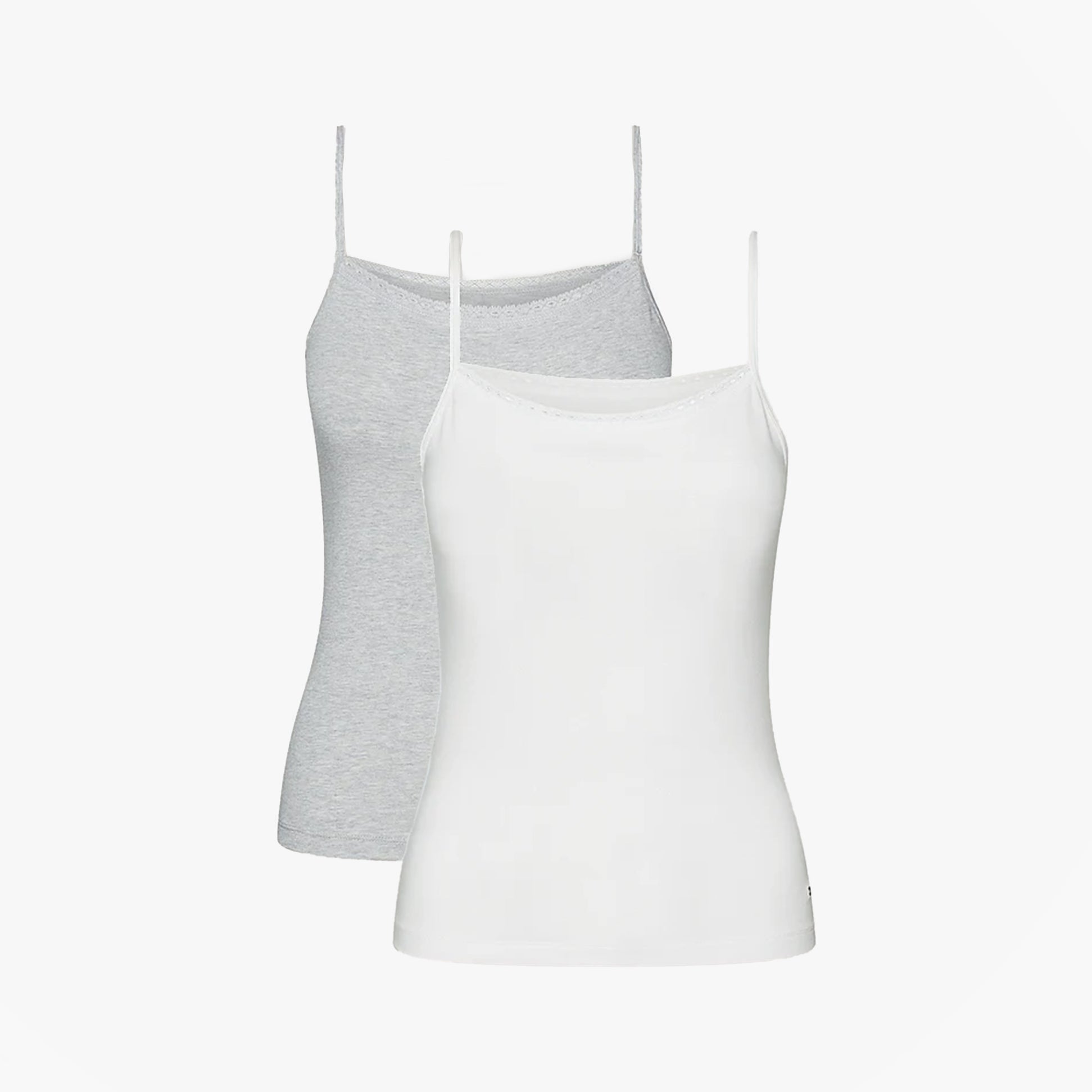 Tommy Hilfiger CAMI WITH LACE 2 Pack Womens White/Grey Heather