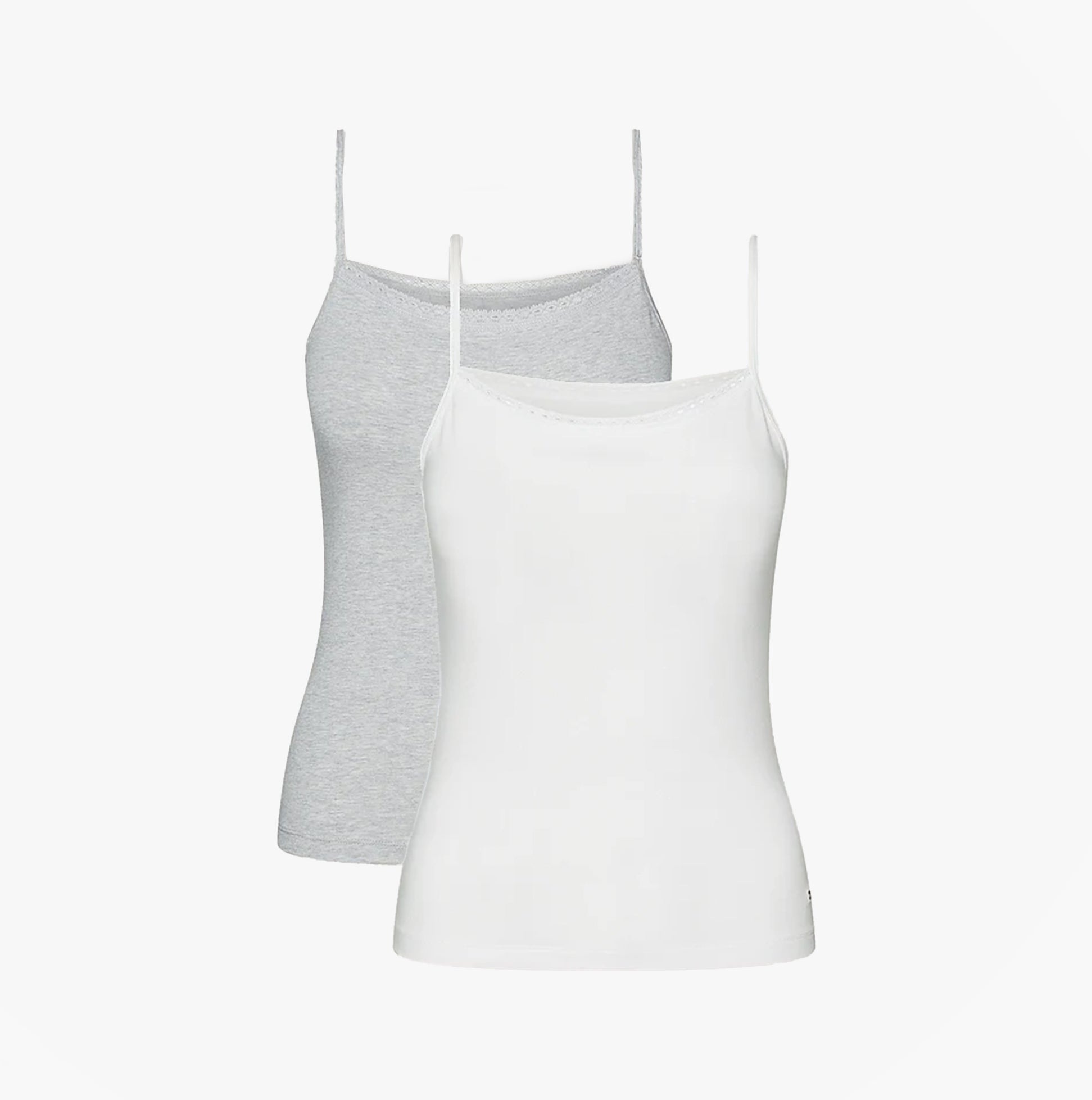 Tommy Hilfiger CAMI WITH LACE 2 Pack Womens White/Grey Heather