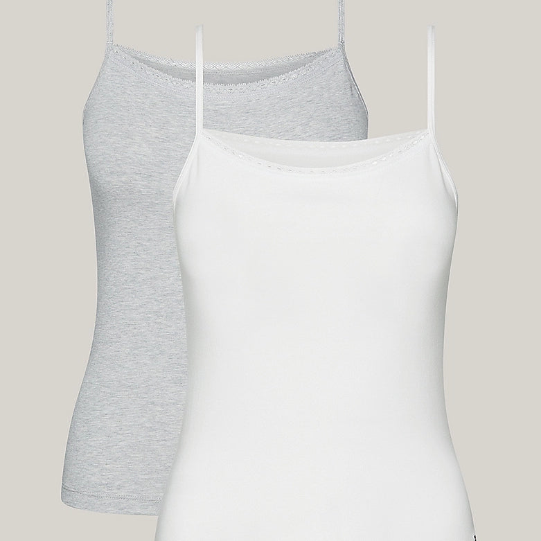 Tommy Hilfiger CAMI WITH LACE 2 Pack Womens White/Grey Heather