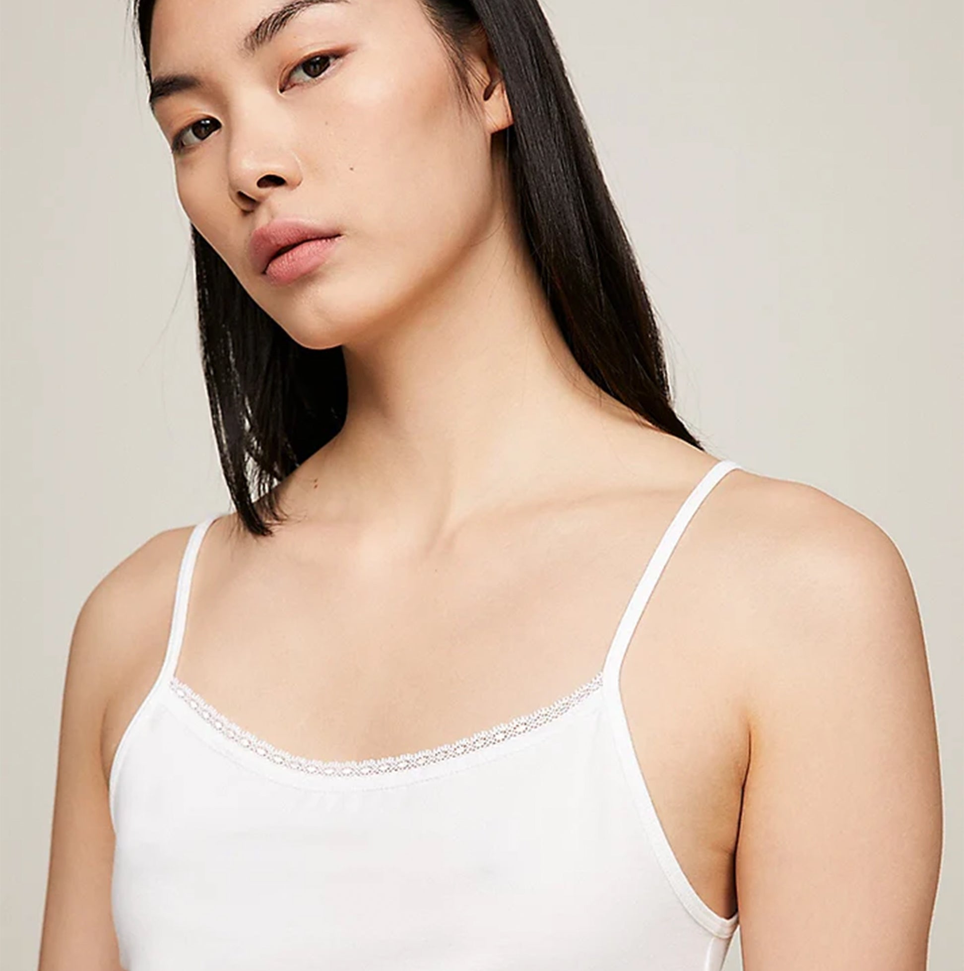 Tommy Hilfiger CAMI WITH LACE 2 Pack Womens White/Grey Heather