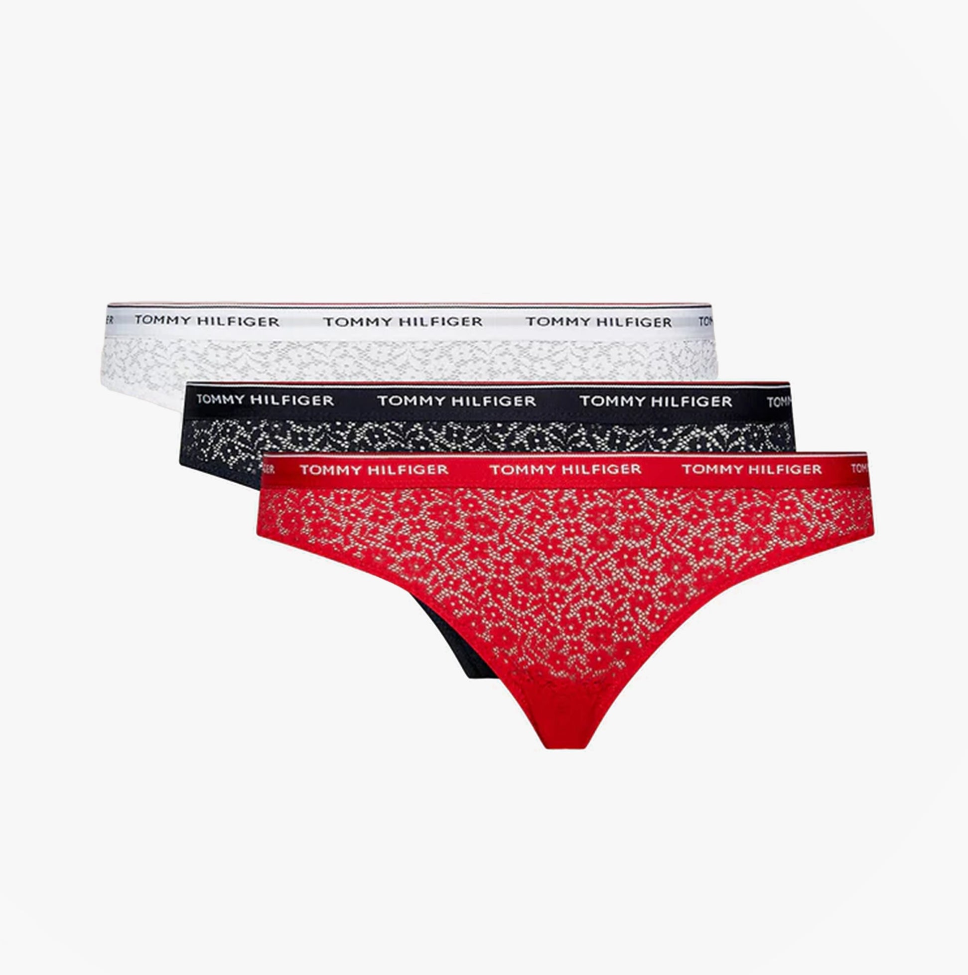 Tommy Hilfiger BIKINI LACE 3 Pack Womens Underwear Desert Sky/White/Primary Red