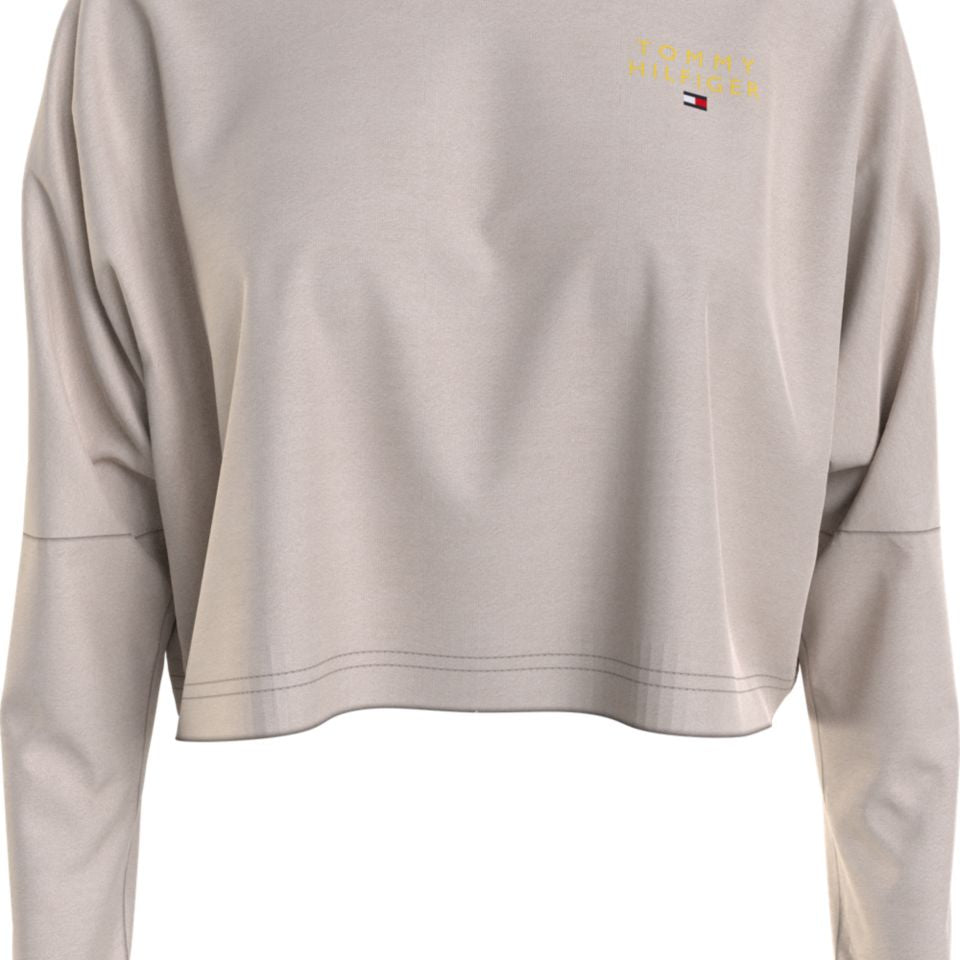 Tommy Hilfiger LONG SLEEVE T-SHIRT GOLD EMBR. Womens T-Shirts Cashmere Creme