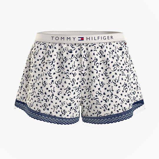 Tommy Hilfiger WOVEN SHORT PRINT Womens Shorts Feather Print Ecru