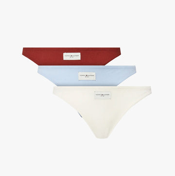 Tommy Hilfiger ESTABLISHED Womens 3 Pack Ribbed Bikinis Multicoloured