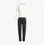 Tommy Hilfiger ORIGINAL Womens Pyjama Set Ancient White/Star Navy front view featuring long sleeves and printed pants.