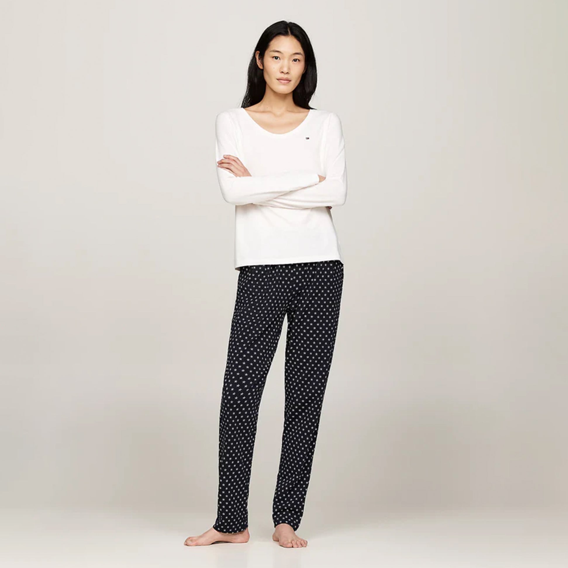 Tommy Hilfiger ORIGINAL Womens Pyjama Set Ancient White/Star Navy