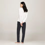 Tommy Hilfiger ORIGINAL Womens Pyjama Set Ancient White/Star Navy back view showcasing long sleeve and all-over print pants.