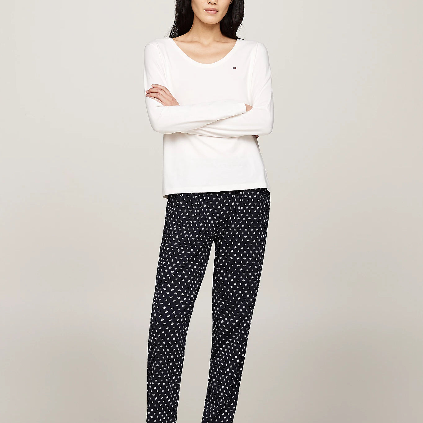Tommy Hilfiger ORIGINAL Womens Pyjama Set Ancient White/Star Navy