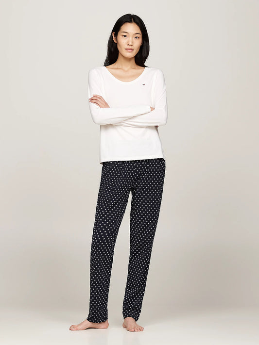 Tommy Hilfiger ORIGINAL Womens Pyjama Set Ancient White/Star Navy