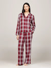 Tommy Hilfiger ORIGINAL Womens Pyjama Set Plaid Check Deep Rouge