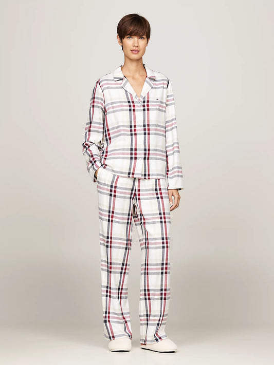 Tommy Hilfiger ORIGINAL Womens Pyjamas & Slippers Gift Set Heritage Check Ivory