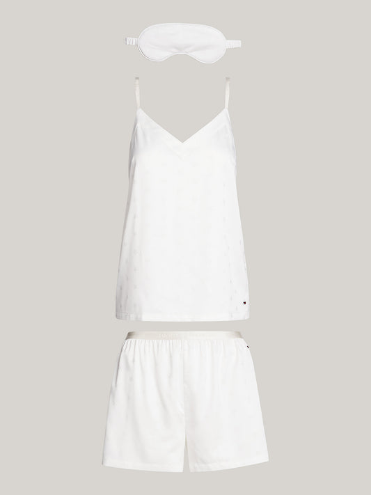 Tommy Hilfiger SATIN Pyjamas & Eye Mask Gift Set Womens Ivory
