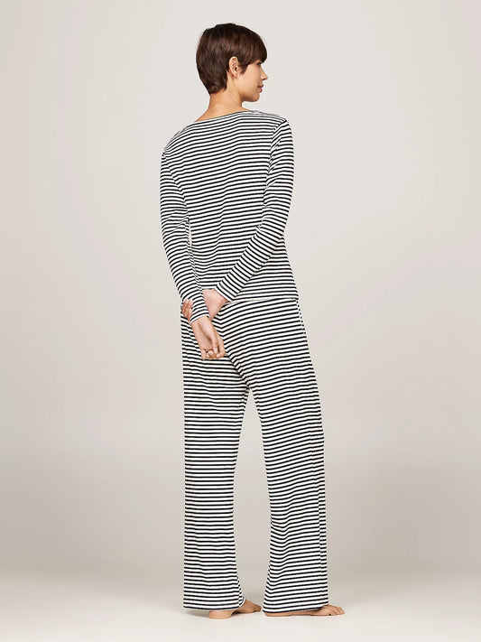 Tommy Hilfiger MONOTYPE Womens Pyjama Set Mini Bretton Stripe Desert Sky