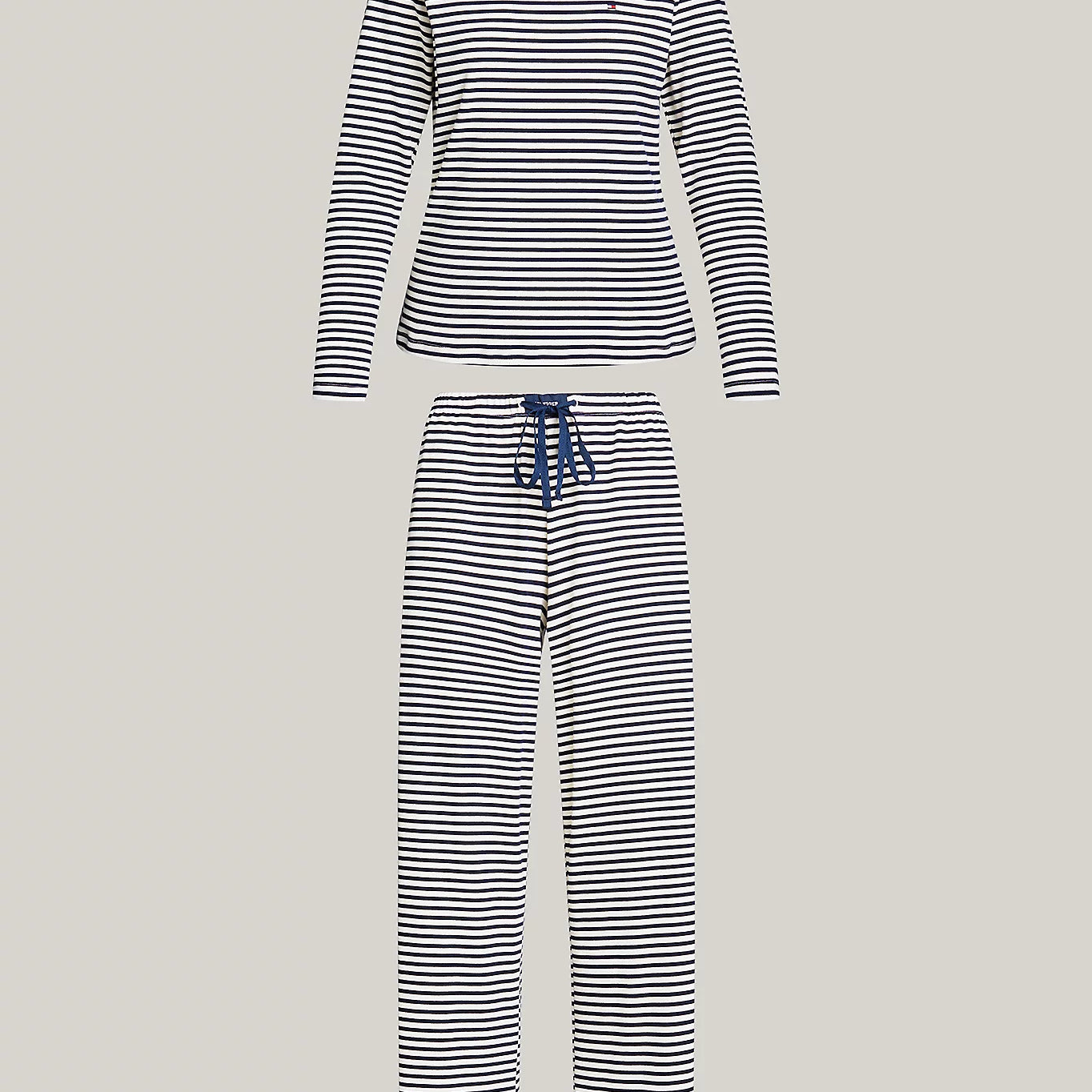 Tommy Hilfiger MONOTYPE Womens Pyjama Set Mini Bretton Stripe Desert Sky