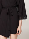 Tommy Hilfiger COMFORT Womens Modal Lace-Trim Kimono Robe Black