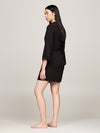 Tommy Hilfiger COMFORT Womens Modal Lace-Trim Kimono Robe Black