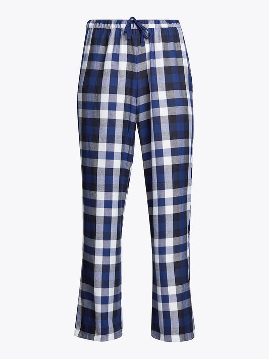 Tommy Hilfiger ORIGINAL Womens Flannel Pants Heritage Check Midi Blue Ink
