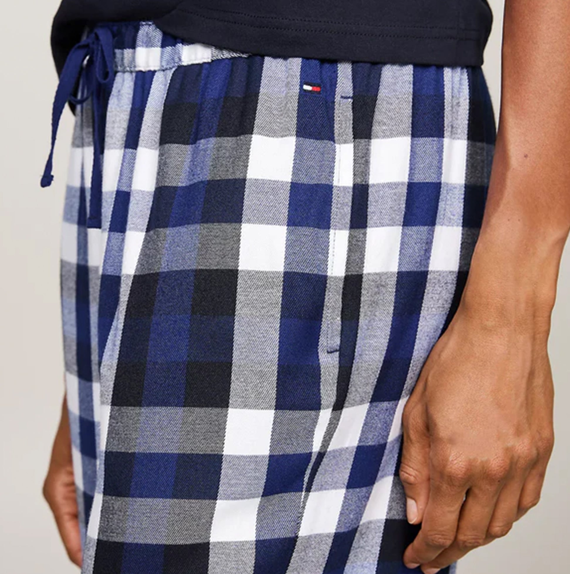 Tommy Hilfiger ORIGINAL Womens Flannel Pants Heritage Check Midi Blue Ink