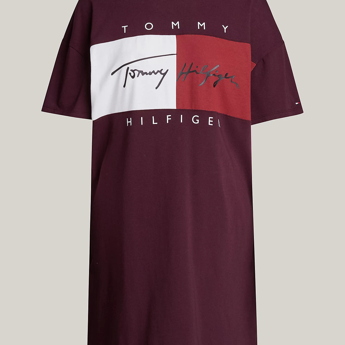 Tommy Hilfiger HERITAGE HOLIDAY Womens T-Shirt Dress Deep Burgundy