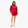 Tommy Hilfiger HERITAGE Womens Pyjama Set Hearts Primary Red Aop front view, featuring a round neck and TH logo on chest.