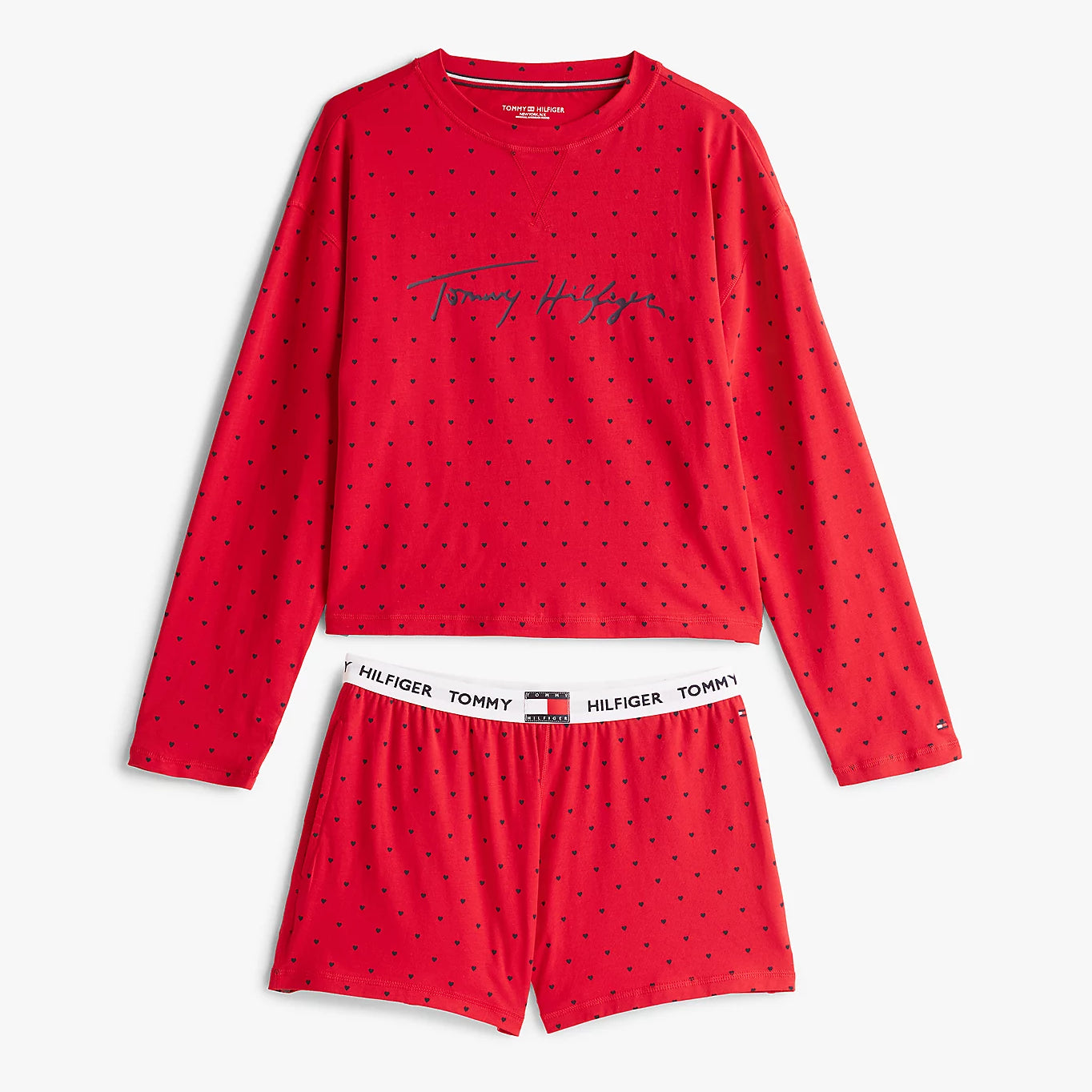 Tommy Hilfiger HERITAGE Womens Pyjama Set Hearts Primary Red Aop