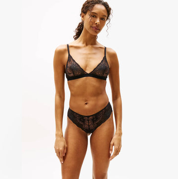 Tommy Hilfiger FLORAL LACE Womens Triangle Bra Black