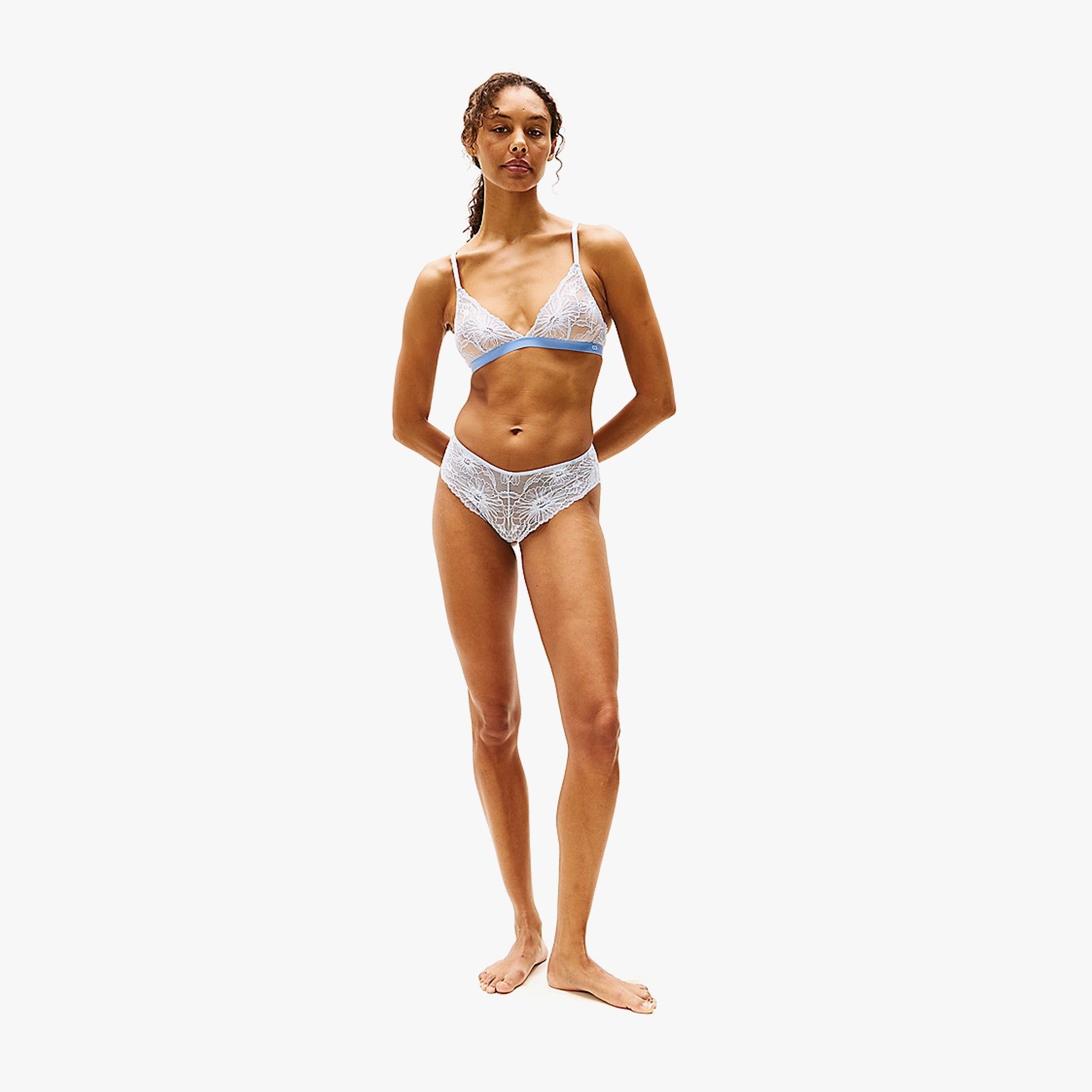 Tommy Hilfiger FLORAL LACE Womens Brazilian Briefs Sweet Blue