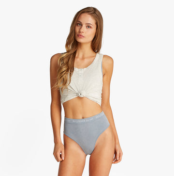 Tommy Hilfiger RIBBED Womens High Rise Briefs Brisk Blue