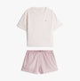 Tommy Hilfiger PJ SHORT SET Womens Pajamas Multicoloured, front view of a short-sleeve top and striped shorts.