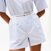 Tommy Hilfiger LINEN Relaxed Pyjama Set Womens Multi Stripes Blue Spell