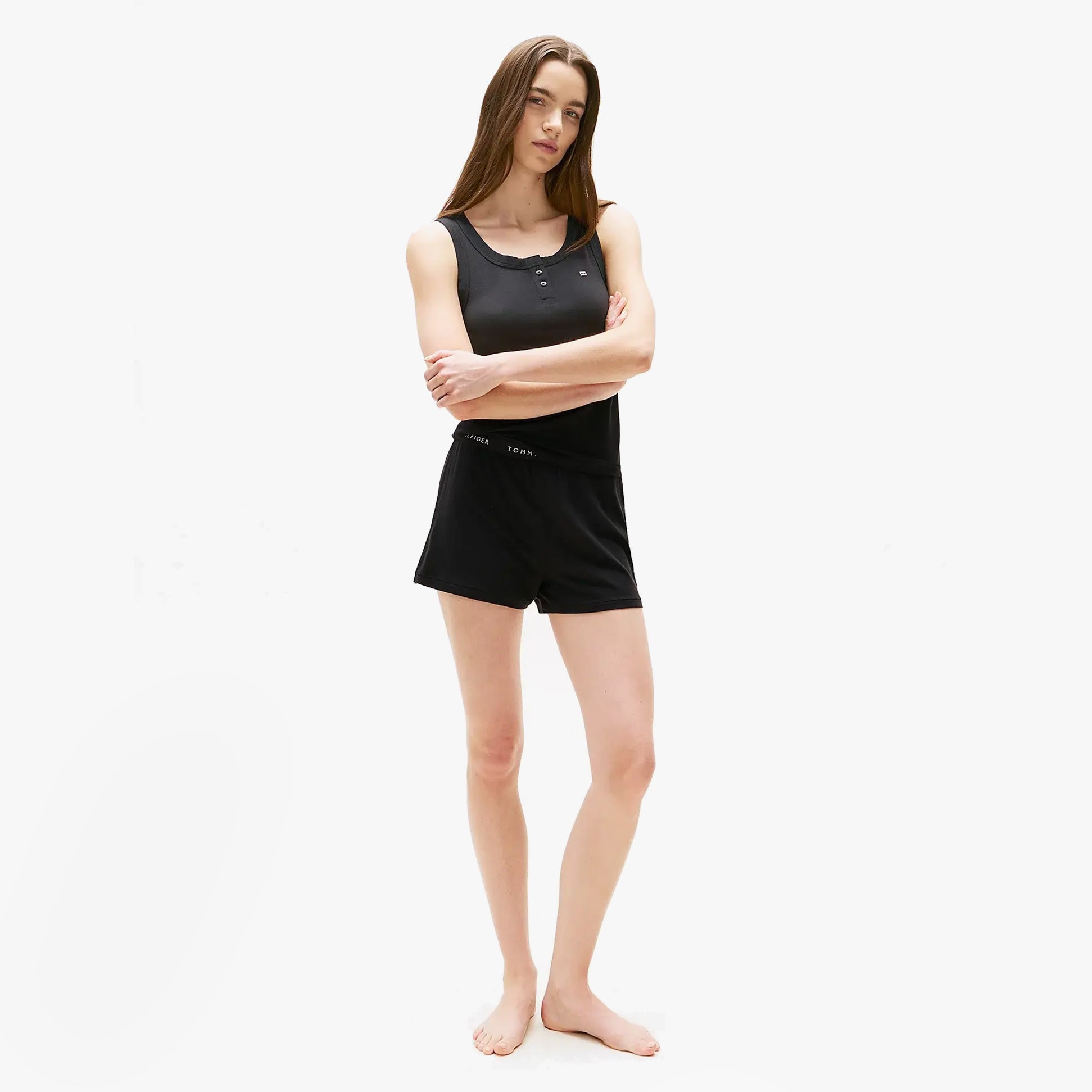 Tommy Hilfiger LOGO Racerback Pyjama Set Womens Black