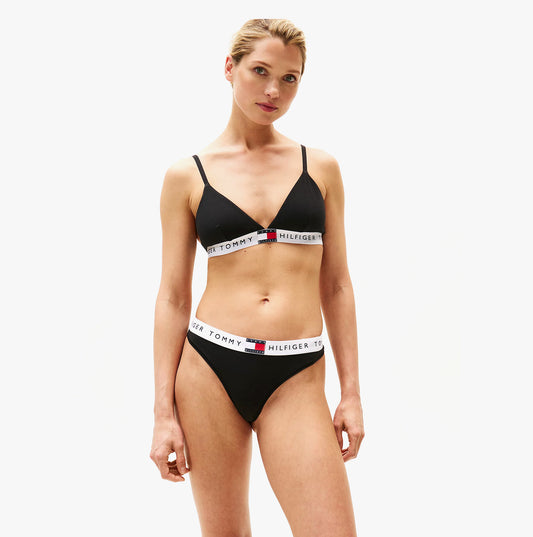 Tommy Hilfiger HERITAGE WAISTBAND Womens Logo Thong Black