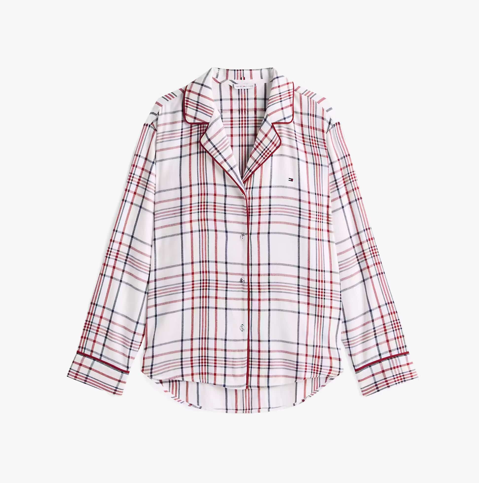Tommy Hilfiger GIFT LS FLNL SHIRT S Womens Pyjama Set City Plaid Ivory Silk