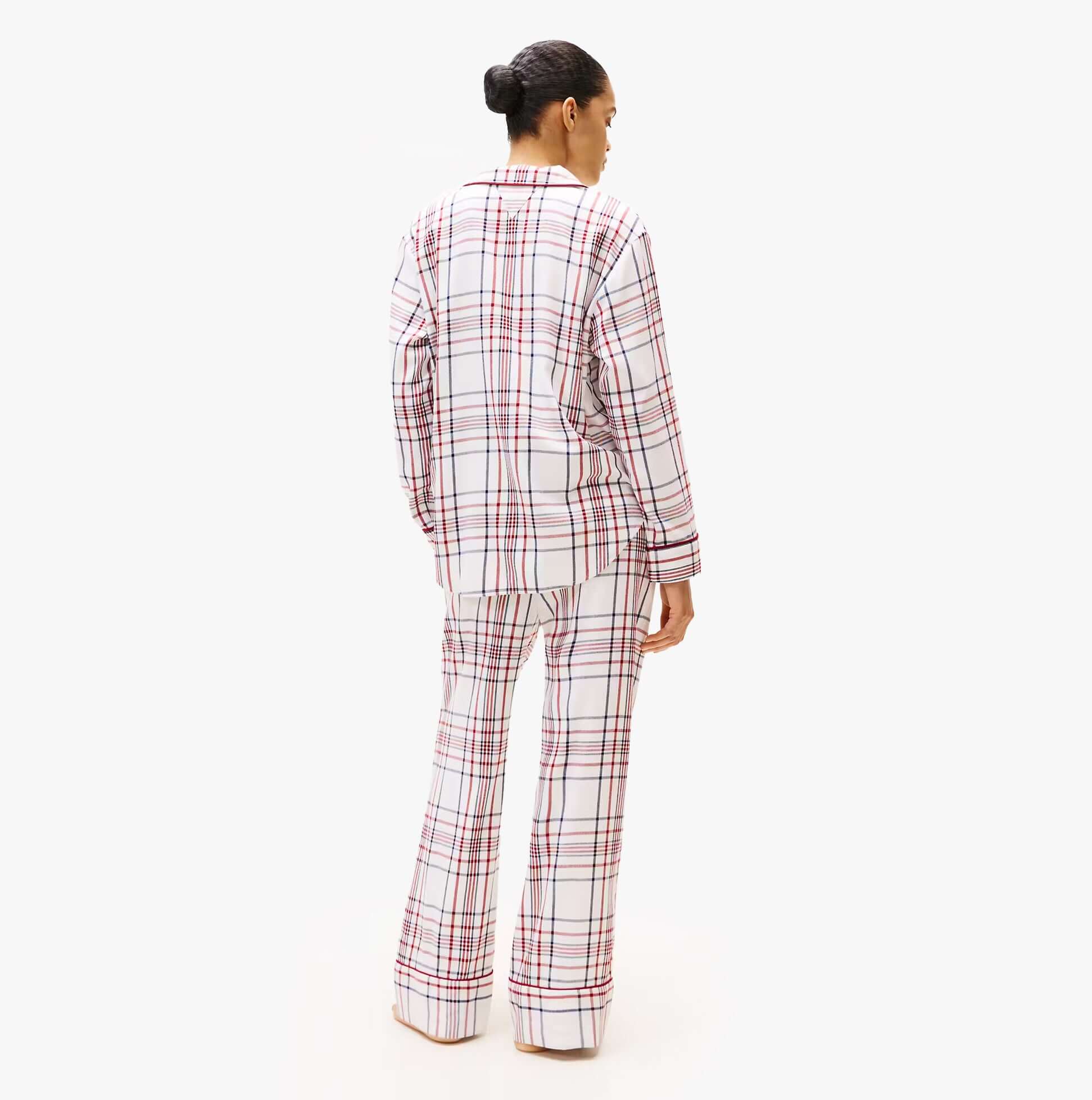 Tommy Hilfiger GIFT LS FLNL SHIRT S Womens Pyjama Set City Plaid Ivory Silk