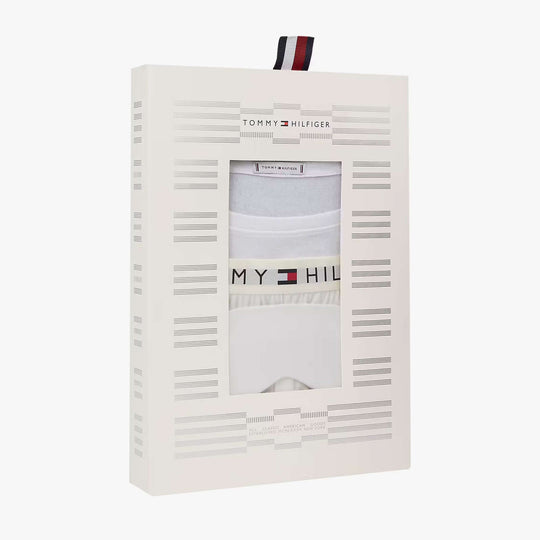 Tommy Hilfiger GIFT LS TEE PANTS SE Womens Pyjama Set Ecru displayed in gift box view with branding details.