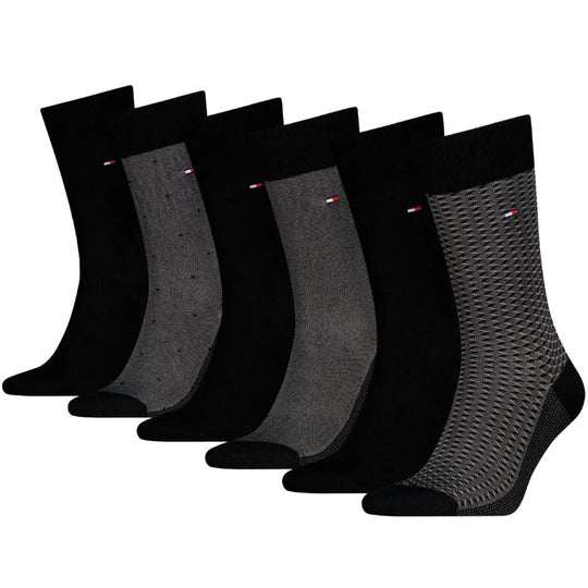 Tommy Hilfiger 6 Pack Giftbox Birdeye Mens Crew Socks Dark Grey Melange