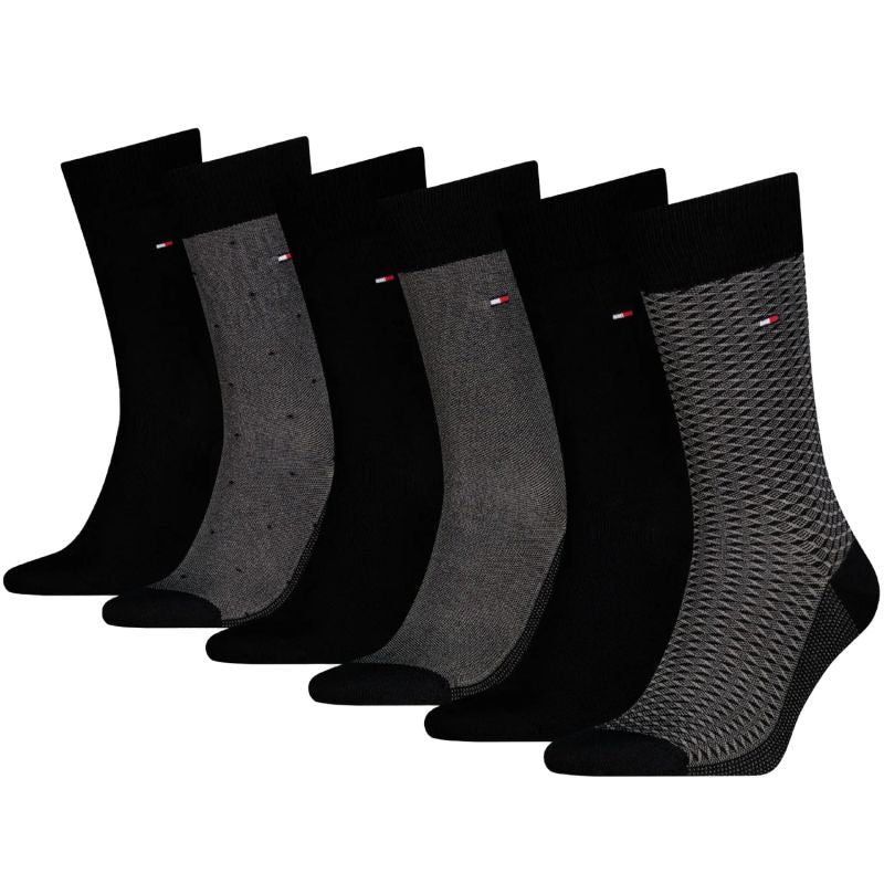 Tommy Hilfiger 6 Pack Giftbox Birdeye Mens Crew Socks Dark Grey Melange