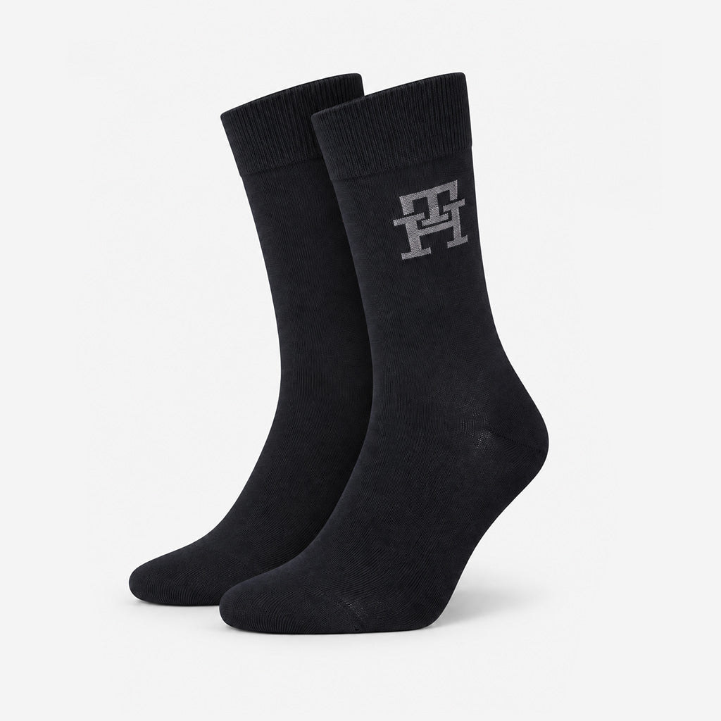 Tommy Hilfiger 3 Pack Giftbox Monogram Stripe Mens Crew Socks Black