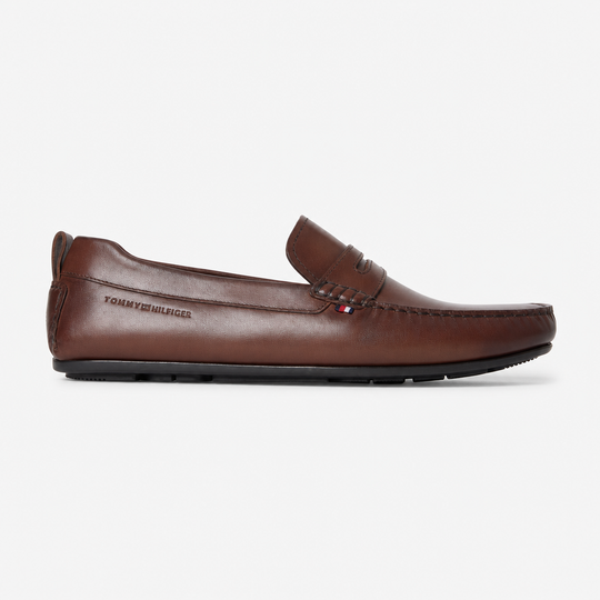 Tommy Hilfiger CORE HILFIGER LEATHER Mens Loafer Shoes Dark Mocha