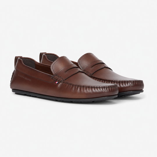 Tommy Hilfiger CORE HILFIGER LEATHER Mens Loafer Shoes Dark Mocha