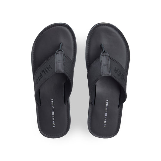 Tommy Hilfiger HILFIGER LEATHER Mens Flip-flops Black