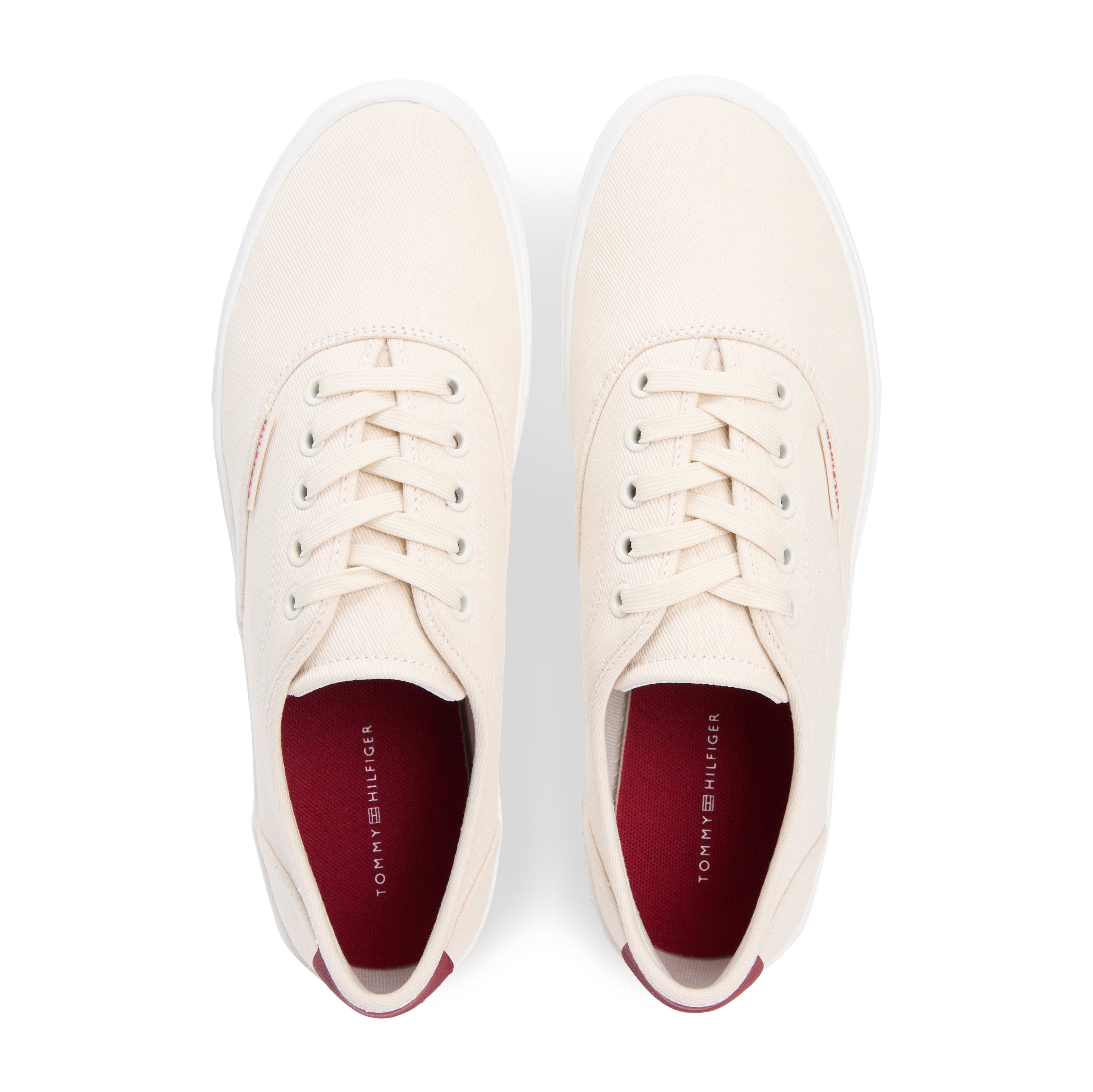 Tommy Hilfiger VULC CUP Mens Canvas Trainers Soft Cream