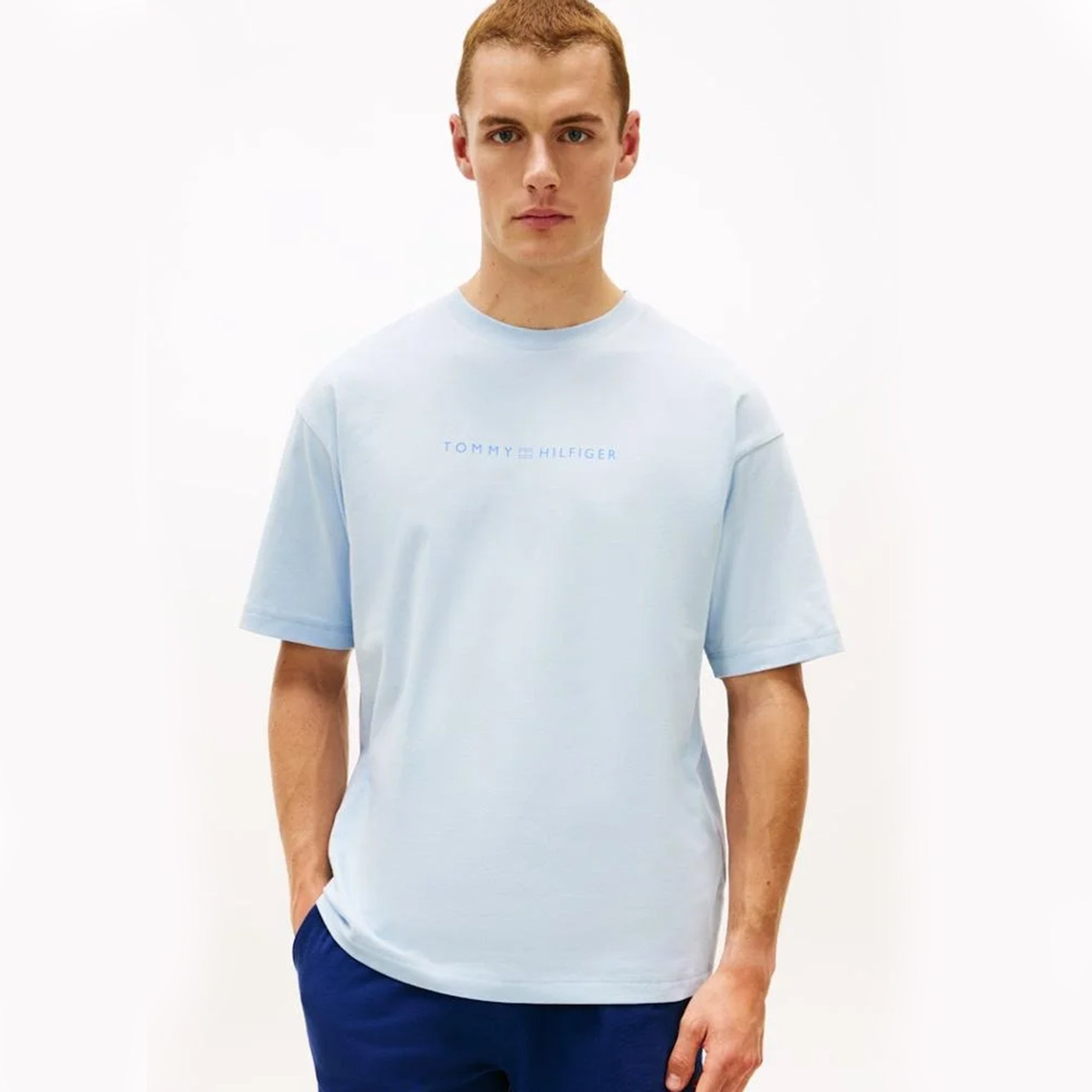 Tommy Hilfiger SS LOGO TEE Mens T-Shirt Breezy Blue