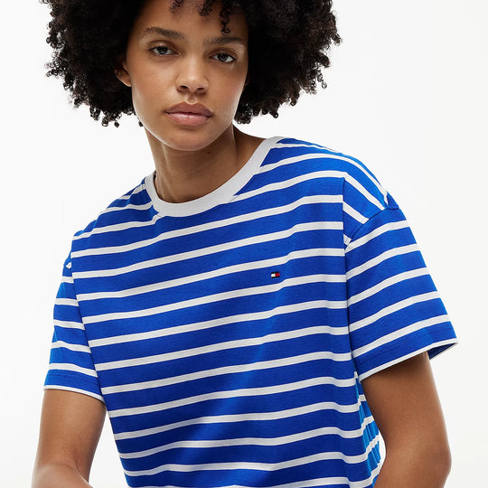 Tommy Hilfiger STRIPE SS Womens Nightdress Blue Orbit Breton Stripe