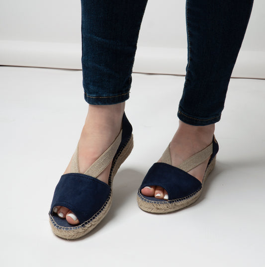 Toni Pons ELLA Womens Suede Open-Toe Espadrilles Navy