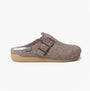 Toni Pons MIMA-FP Womens Mule Slippers Taupe side view showcasing felt upper and rubber sole.